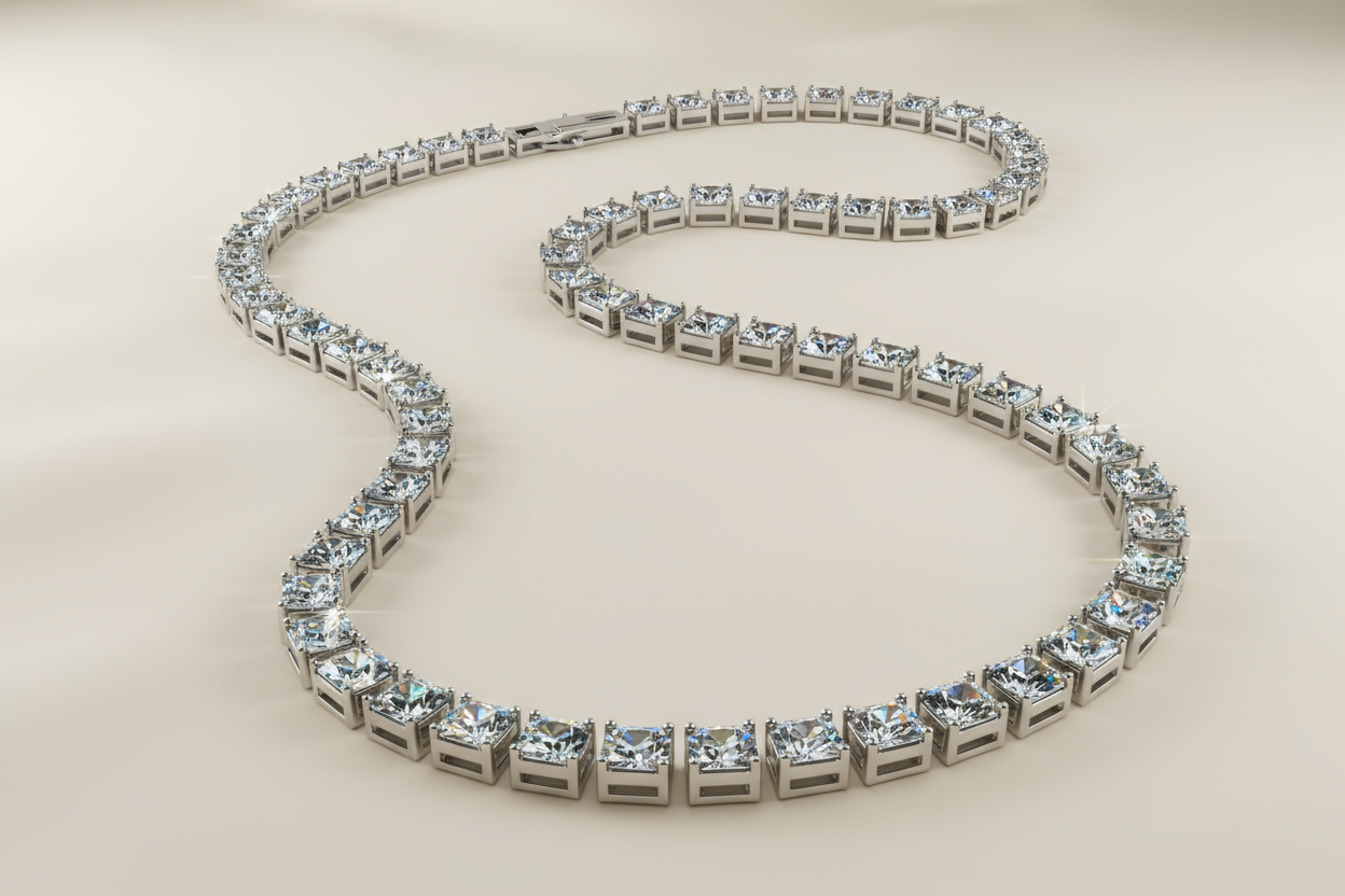 3d Swarovski Tennis Necklace