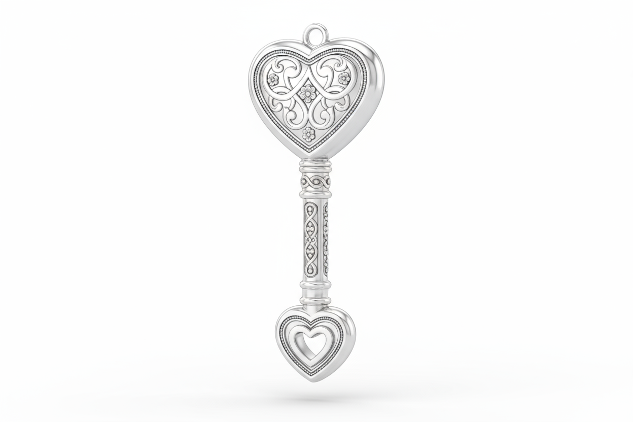 3d Tiffany Keys Heart Pendant